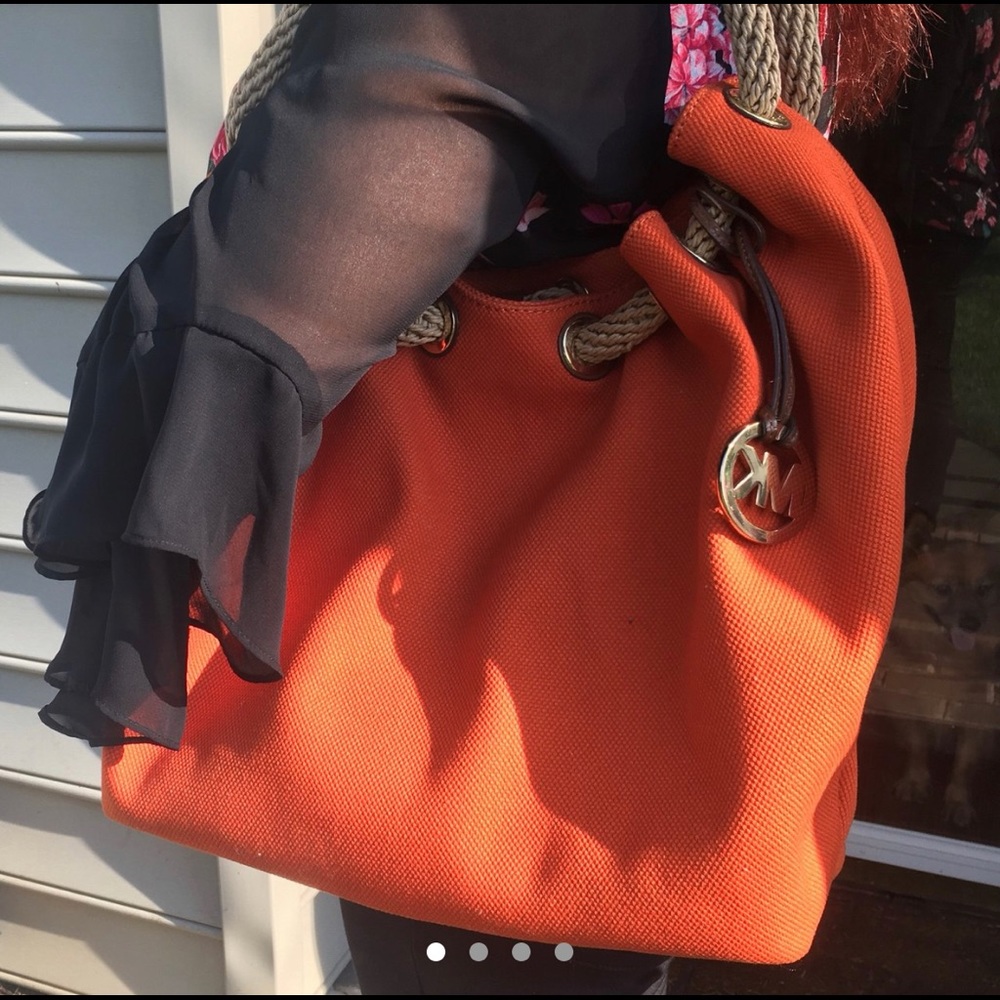 Michael Kors Orange Marina Large Shoulder Tote